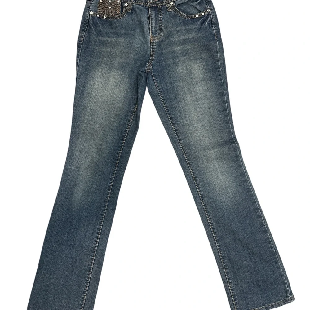 Earl Jeans Women's Classic Blue Boot‎ Cut Jeans Embroidered Embellished Size 2